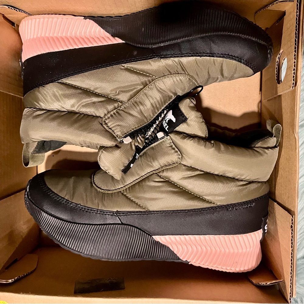 Sorel Women's Quilted Boots - Olive, Black, and Pink